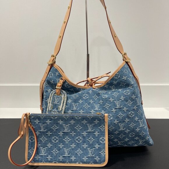 Louis Vuitton Monogram Denim Carry All MM Blue (JB1067) - Picture 1 of 16